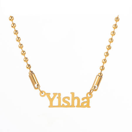 personalized gold plated 304 stainless steel nameplate necklaces ball chain wholesale custom word jewelry in different languages bulk